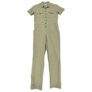 OUTERKNOWN S.E.A. Linen Short Sleeve Button Down Workwear Jumpsuit Sagebrush XS